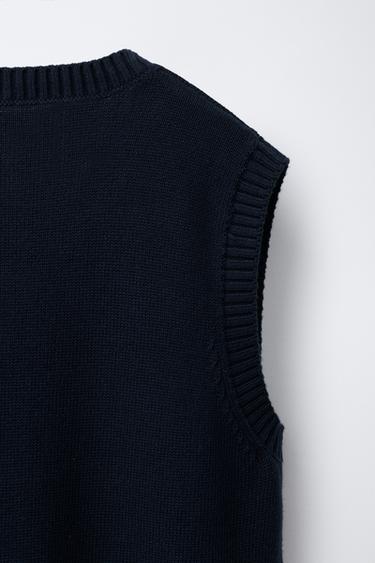 GILET EN MAILLE - Bleu marine de Zara - Image 3