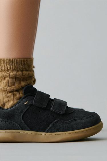 LEATHER STRAP BAREFOOT SNEAKERS - Navy Blue by Zara - Image 1