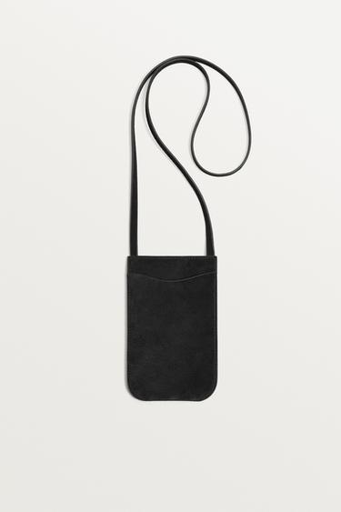 LEATHER CROSSBODY BAG - Black by Zara