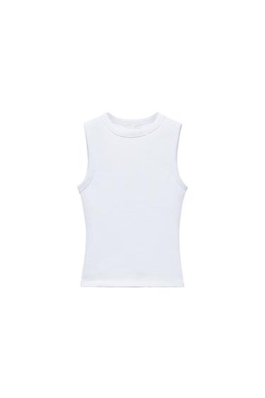 TOP RIB TIRANTES - Blanco de Zara