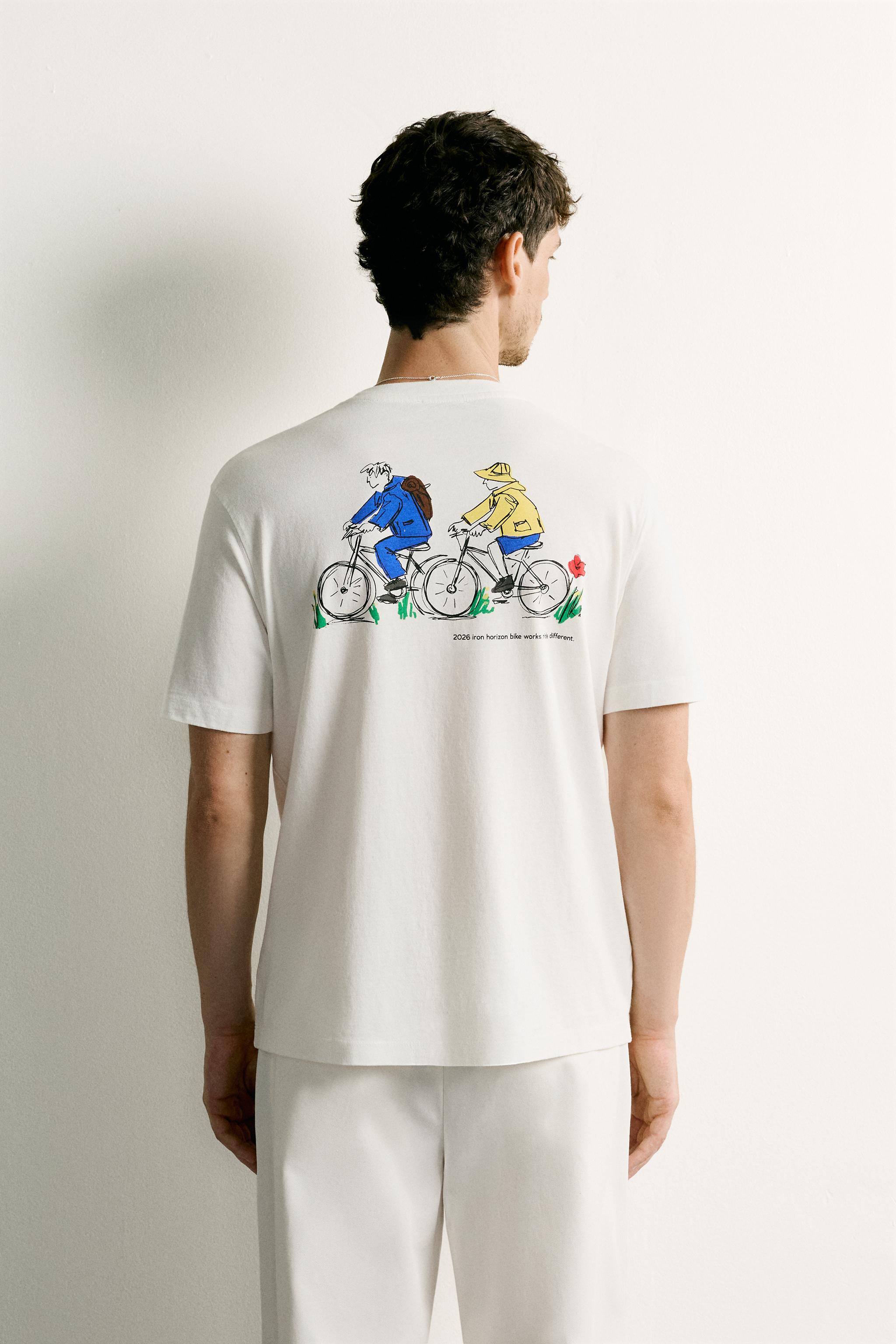 Мужские футболки Zara COMBINED PRINT REGULAR FIT T-SHIRT — фото 3