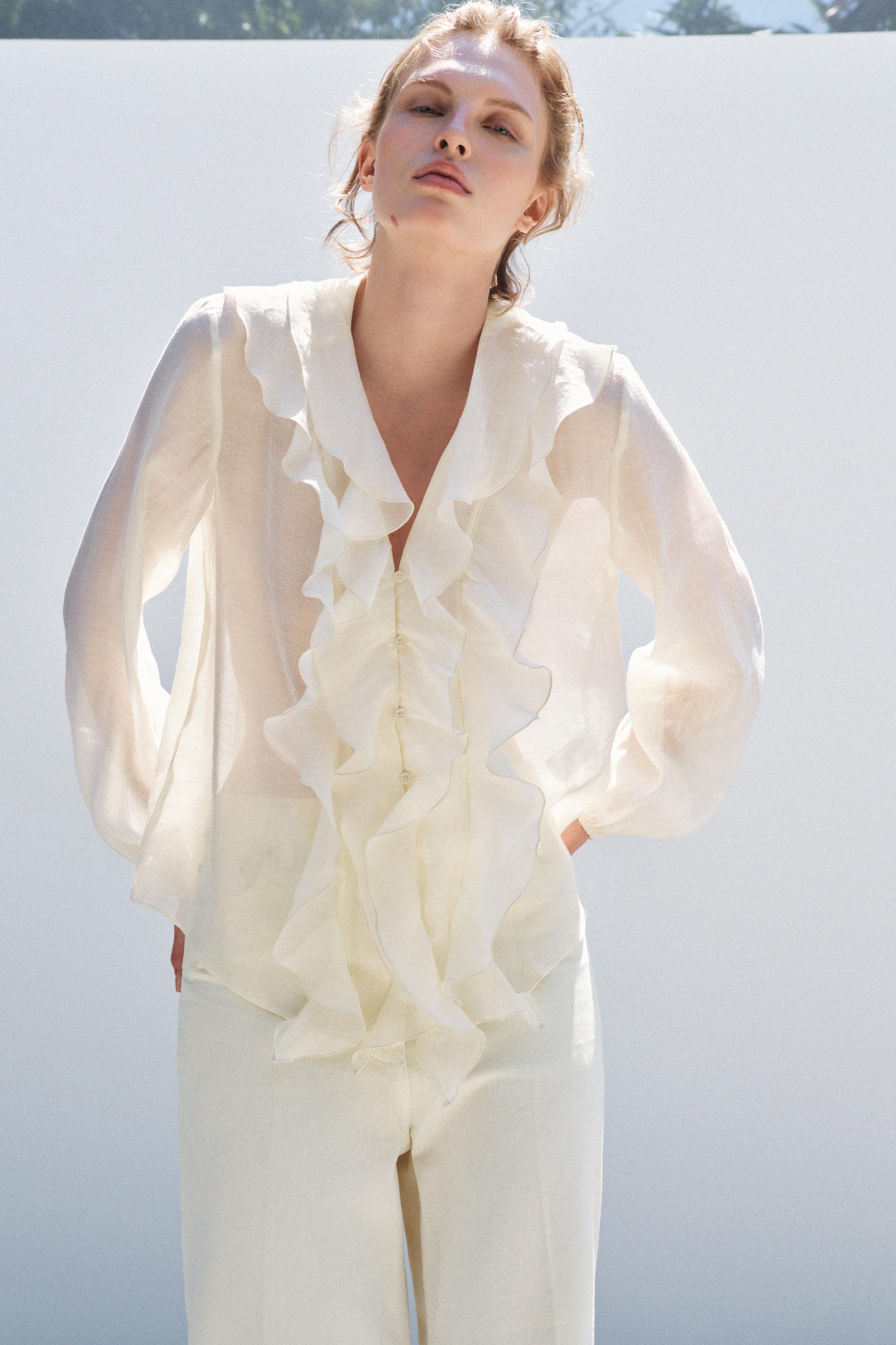 ZW COLLECTION RUFFLED SHIRT - Brick | ZARA Australia
