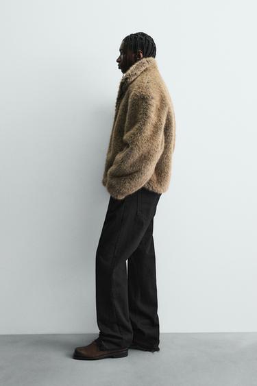 SHORT FAUX FUR COAT - Brown by Zara - Image 3