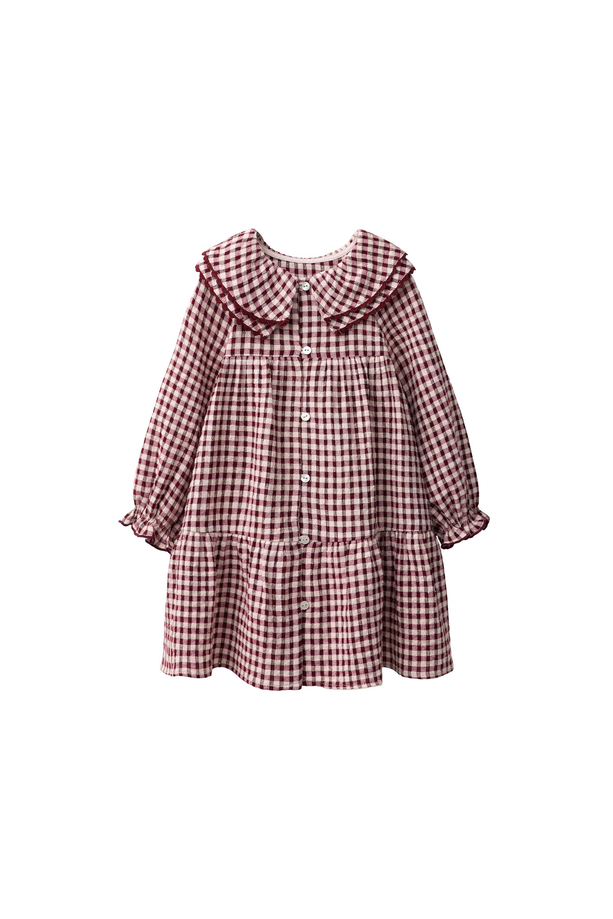 CHECK DRESS WITH RIC-RAC TRIM - Light maroon | ZARA South Africa