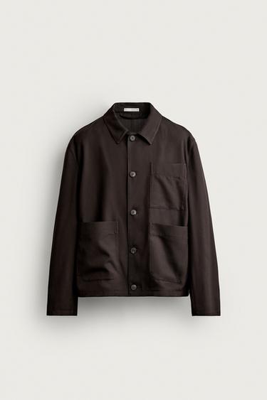 SOBRECAMISA RELAXED FIT CON LANA - Marrón de Zara