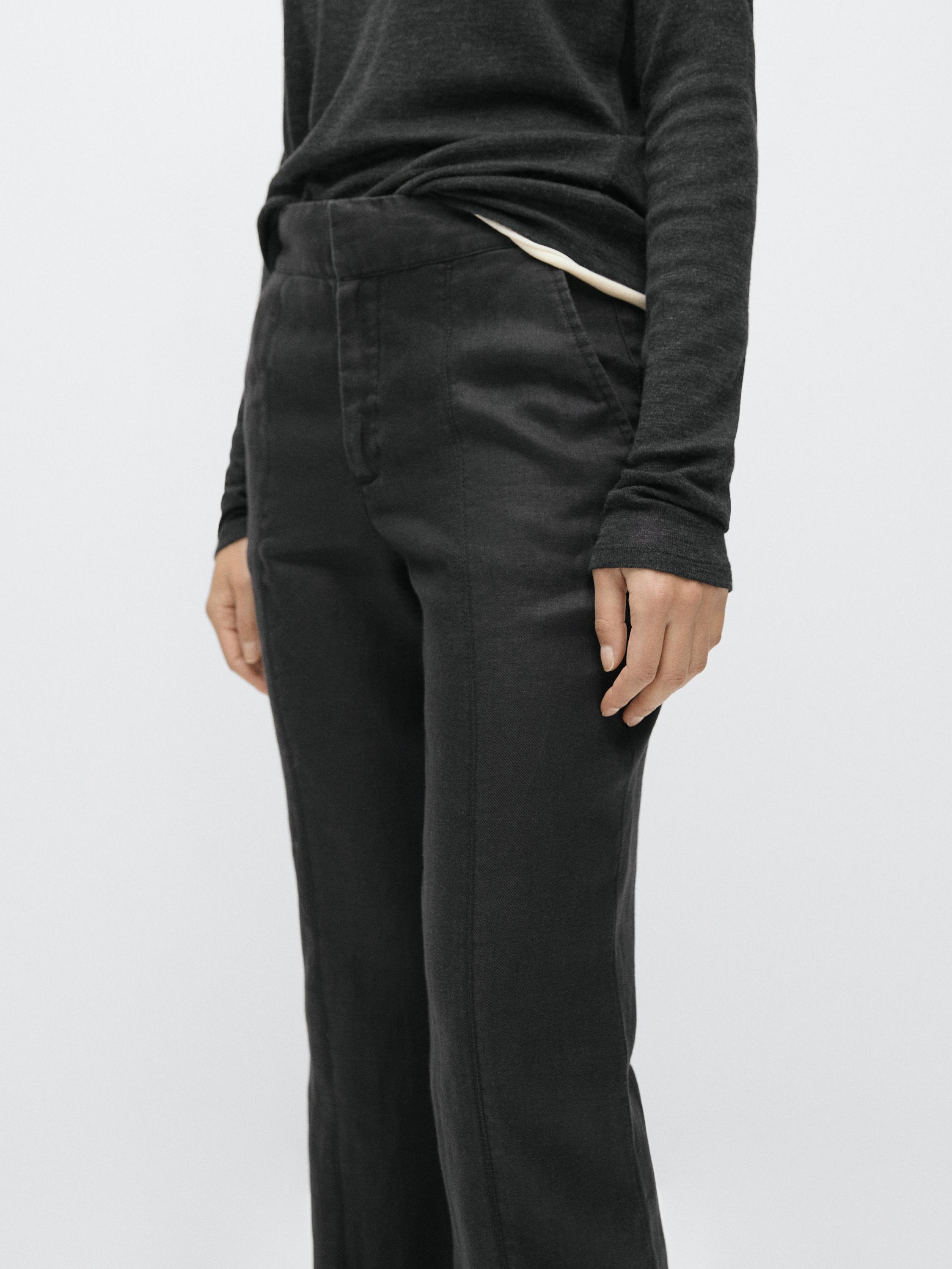 100% linen kick flare fit trousers