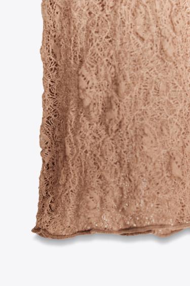 TOP EN DENTELLE À MANCHES LONGUES - Marron foncé de Zara - Image 6