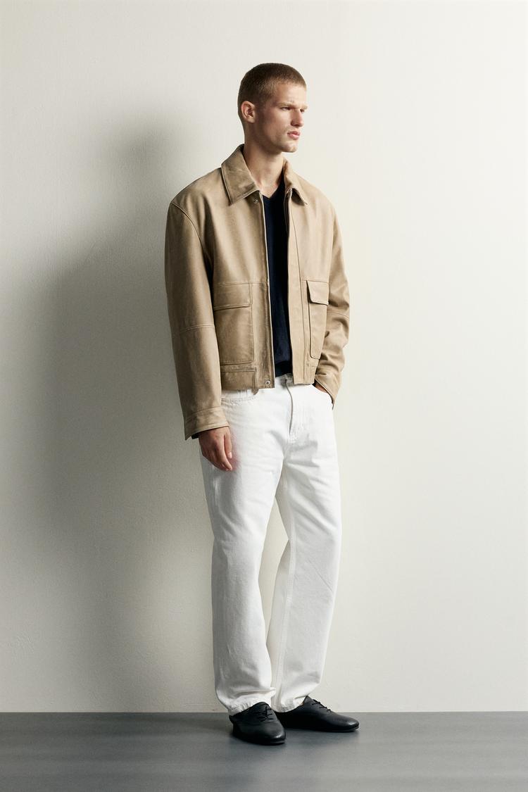 Chaqueta de cuero con efecto desgastado 4