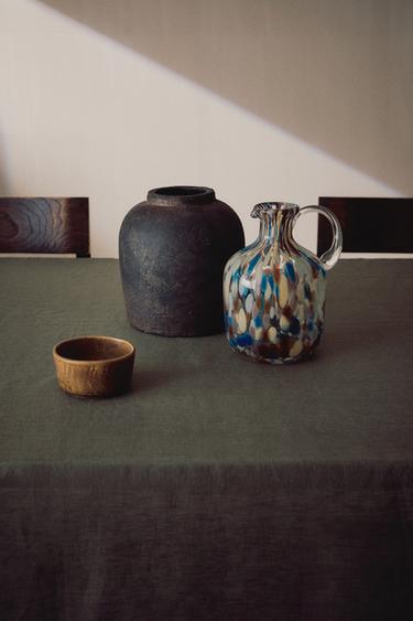 MANTEL LINO COLOR LISO - Gris de Zara