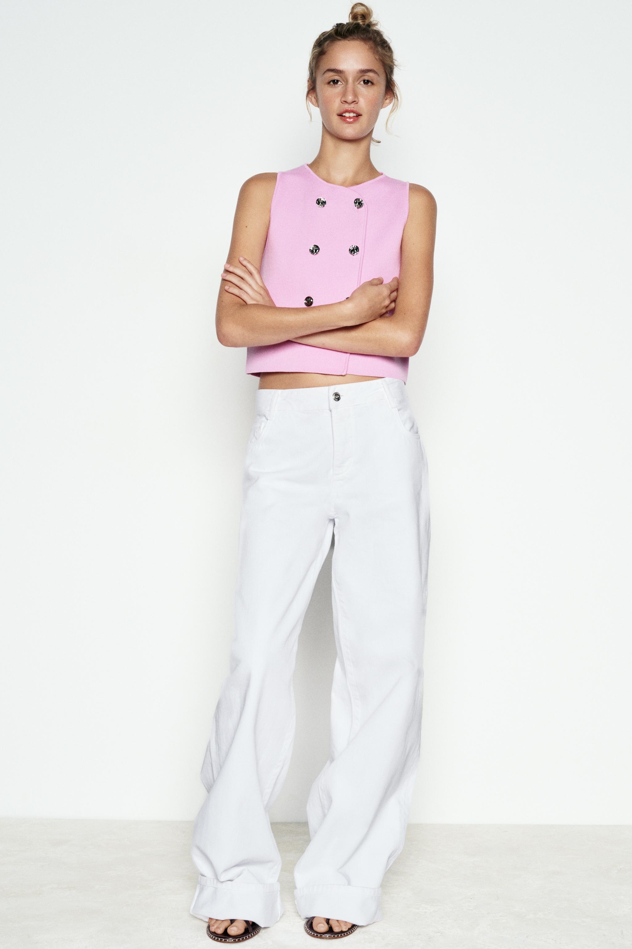 PLAIN KNIT CROP TOP Pink ZARA United Kingdom