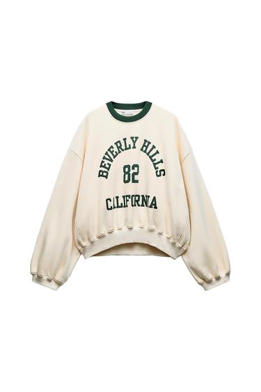 SLOGAN SWEATSHIRT WITH RIBBED NECK