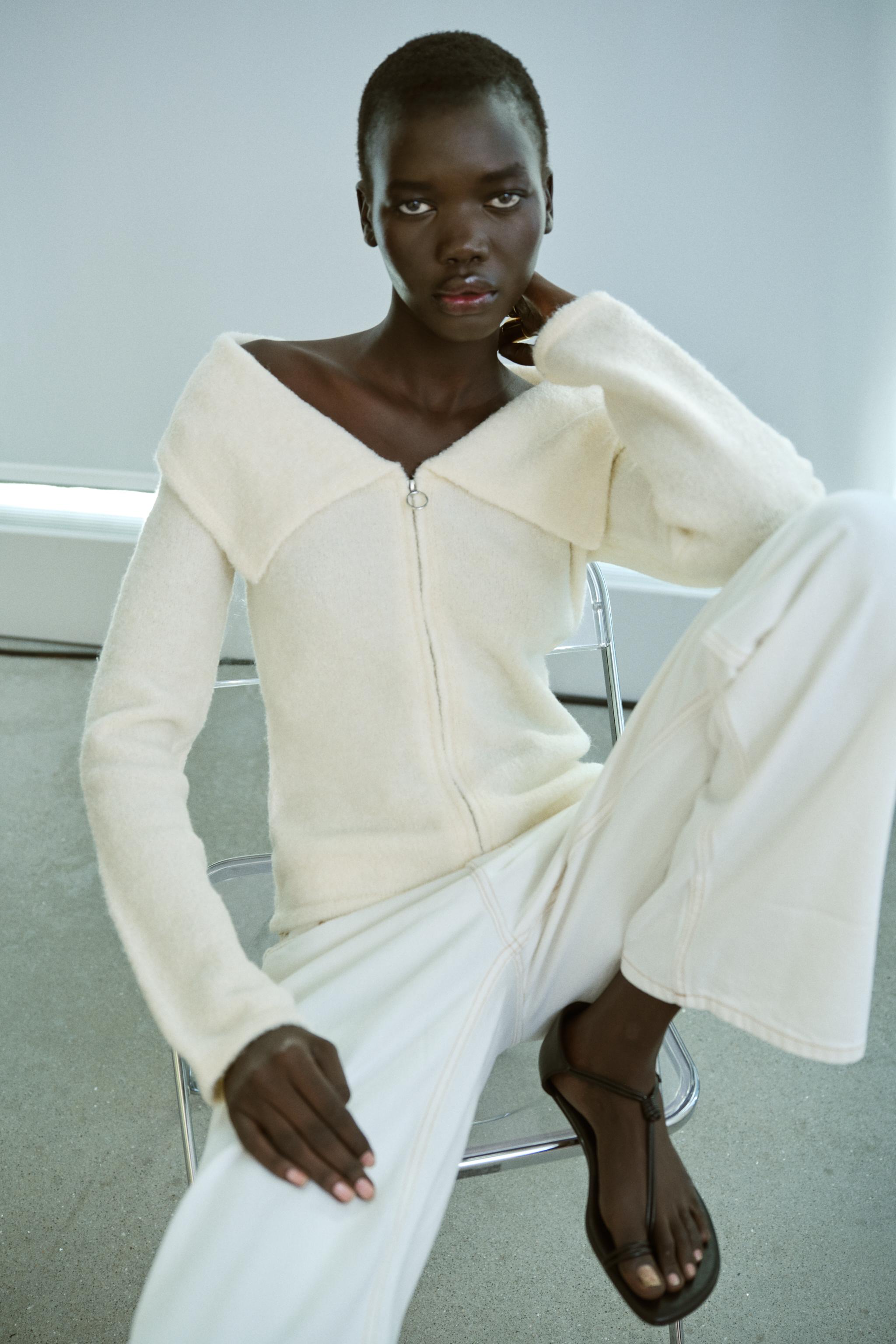 LAPEL ZIPPER TOP - Ecru | ZARA United States