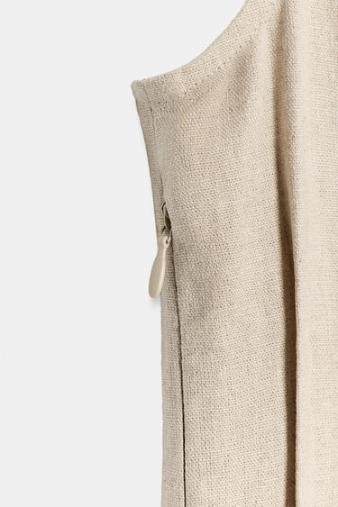 MIDI LINEN BLEND DRESS WITH TUCKS - Light beige by Zara - Image 7