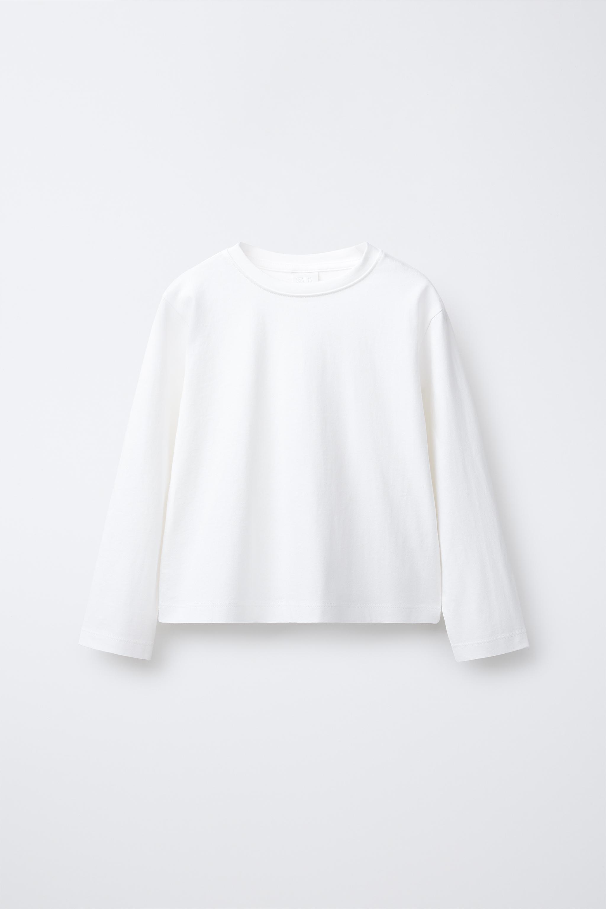 PLAIN LONG SLEEVE T-SHIRT - White | ZARA United States