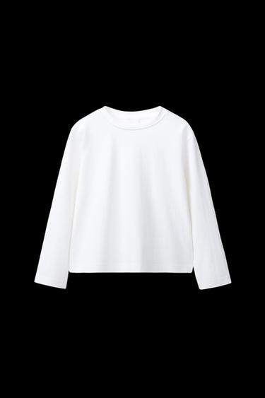PLAIN LONG SLEEVE T-SHIRT - White by Zara - Image 0