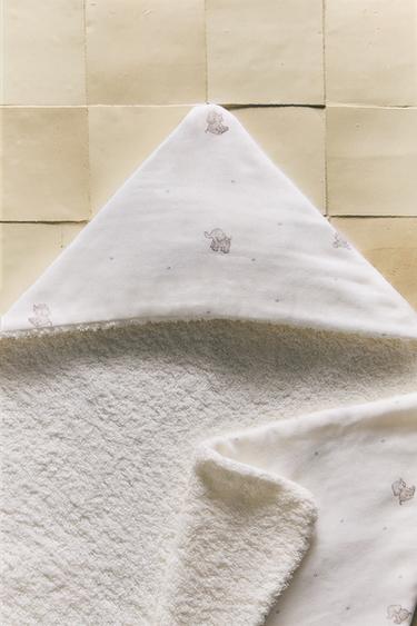 SERVIETTE DE BAIN CAPUCHE BÉBÉ ÉLÉPHANTS - Blanc cassé de Zara - Image 5