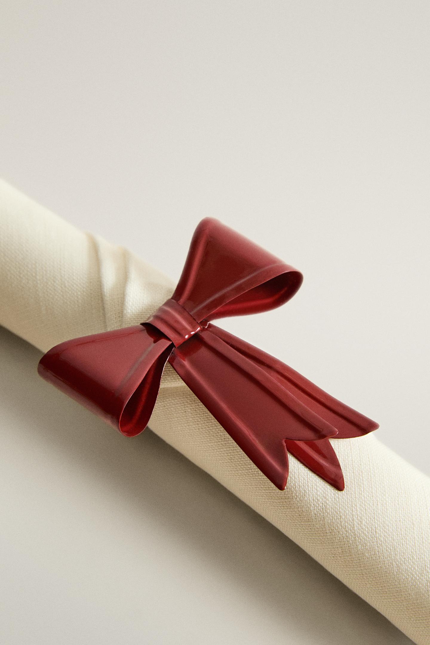 Женские аксессуары Zara Christmas Bow Napkin Holder Pack (Pack OF 2), цвет: Красный — фото 4