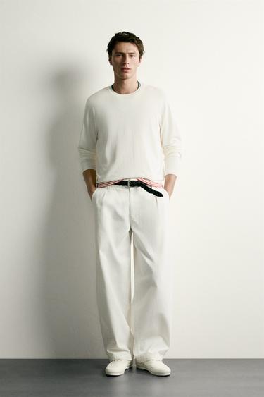 JERSEY REGULAR FIT BÁSICO - Blanco roto de Zara
