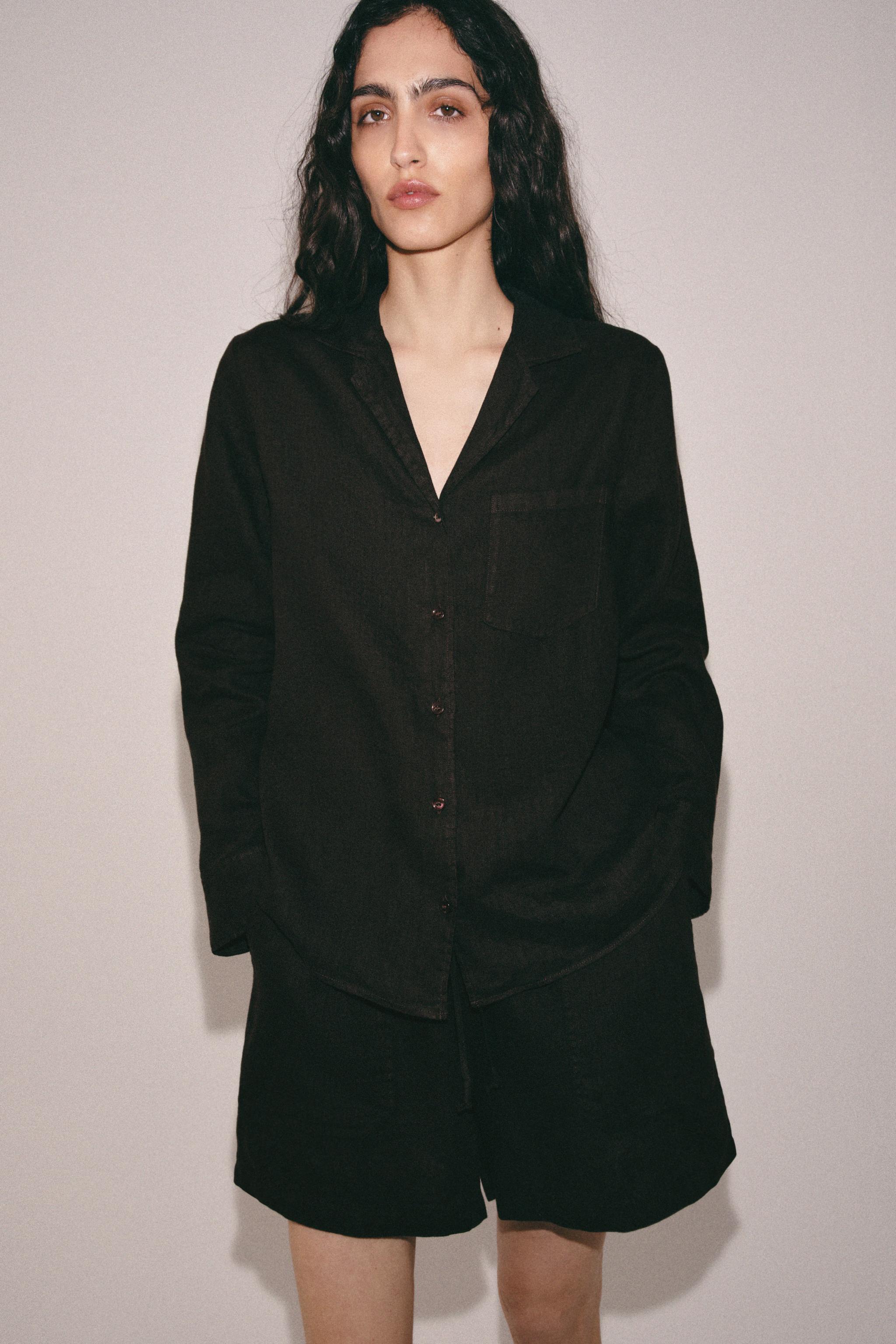 100% LINEN SHIRT WITH POCKET ZW COLLECTION