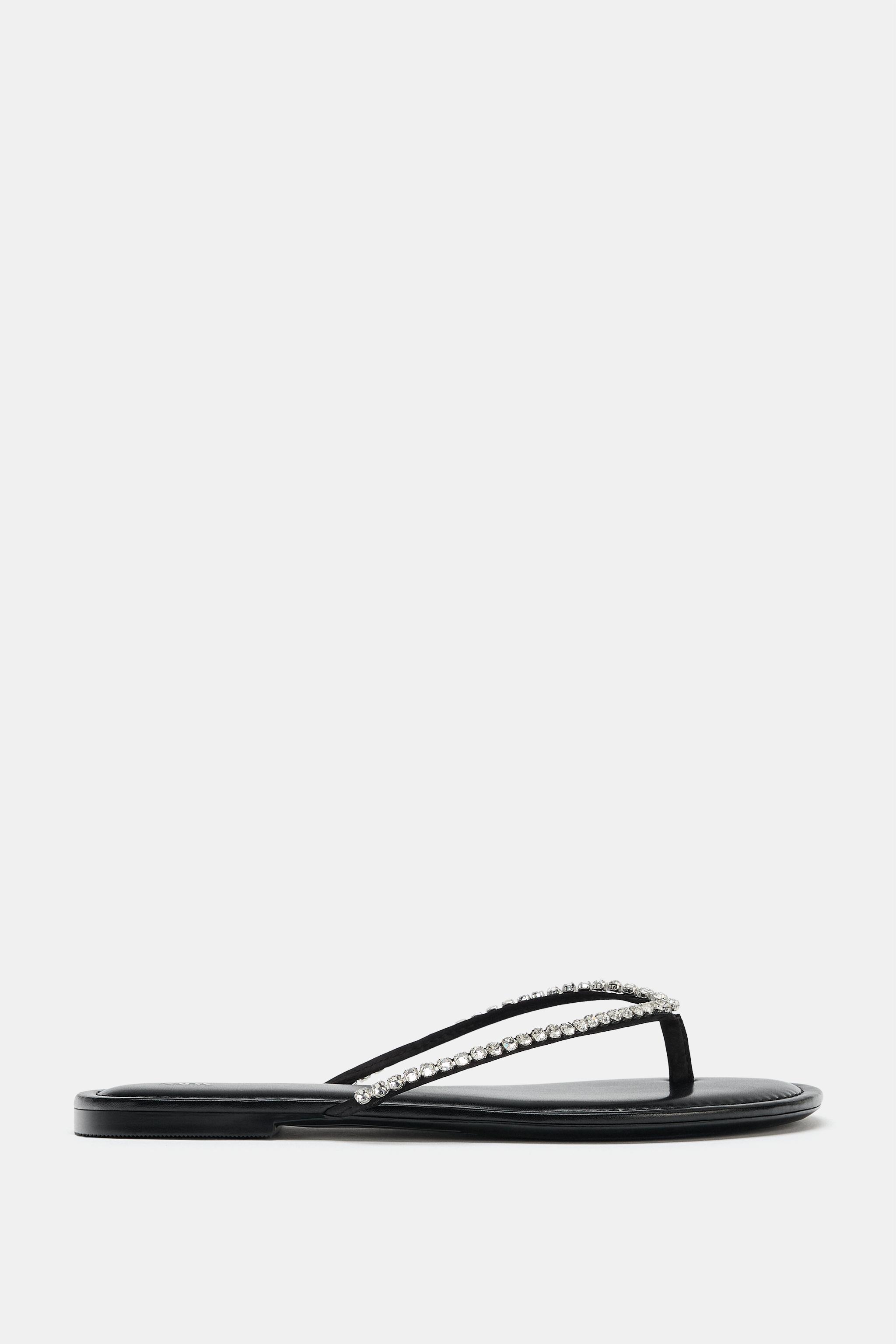 Женские сандалии Zara RHINESTONE FLAT SANDALS — фото 2