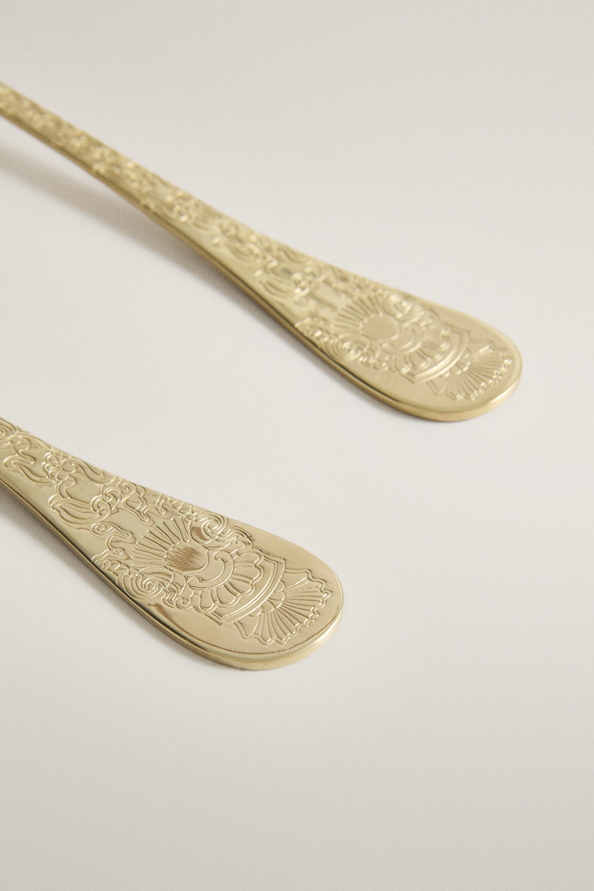 ENGRAVED STEEL SALAD FLATWARE SET (SET OF 2)