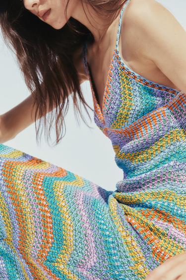 ROBE À BRETELLES EN MAILLE - Multicolore de Zara - Image 2