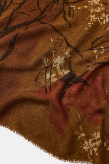 FOULARD IMPRIMÉ AVEC LAINE - Marron de Zara - Image 2
