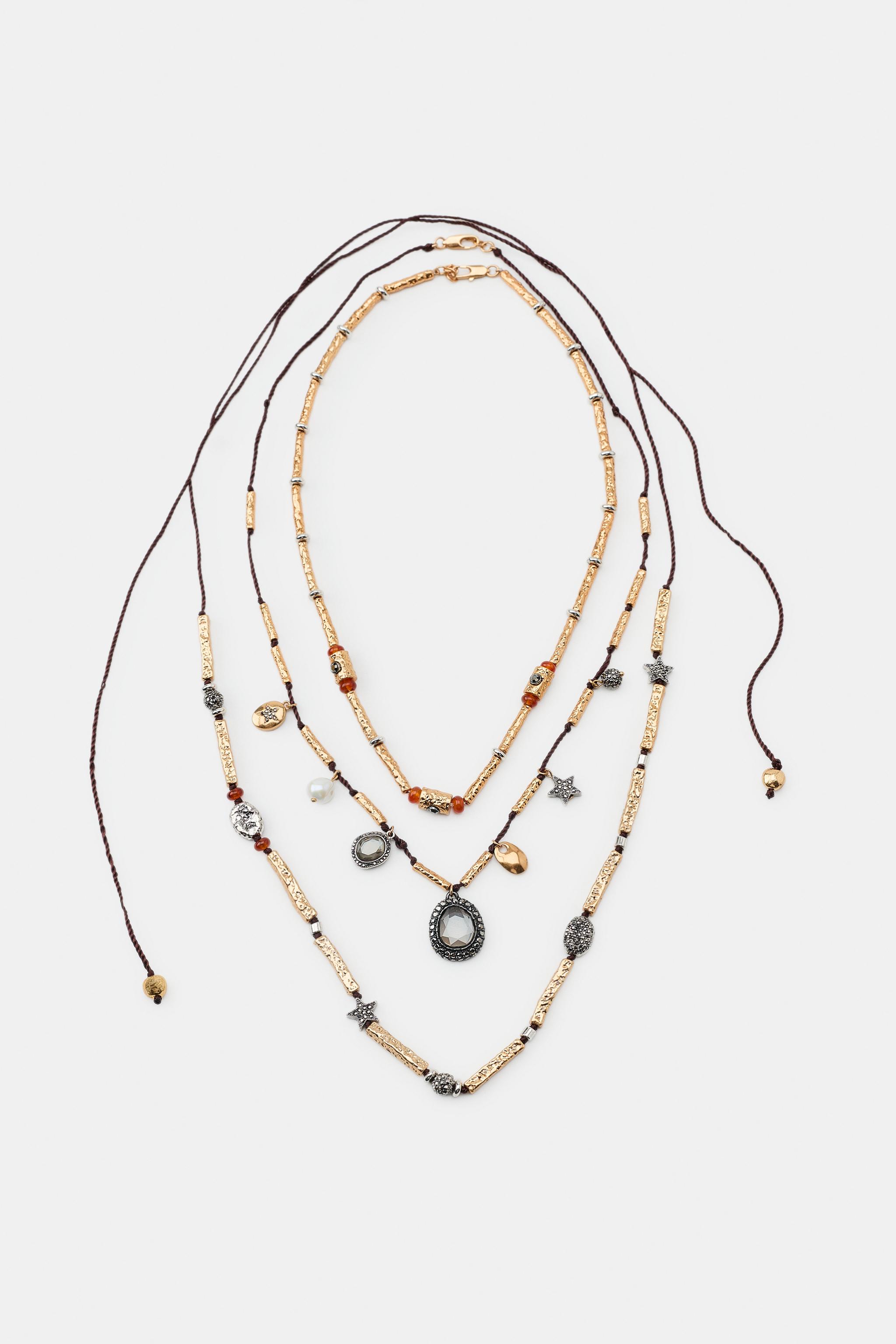 LOT DE 3 COLLIERS LACET CHARMS BIJOUX