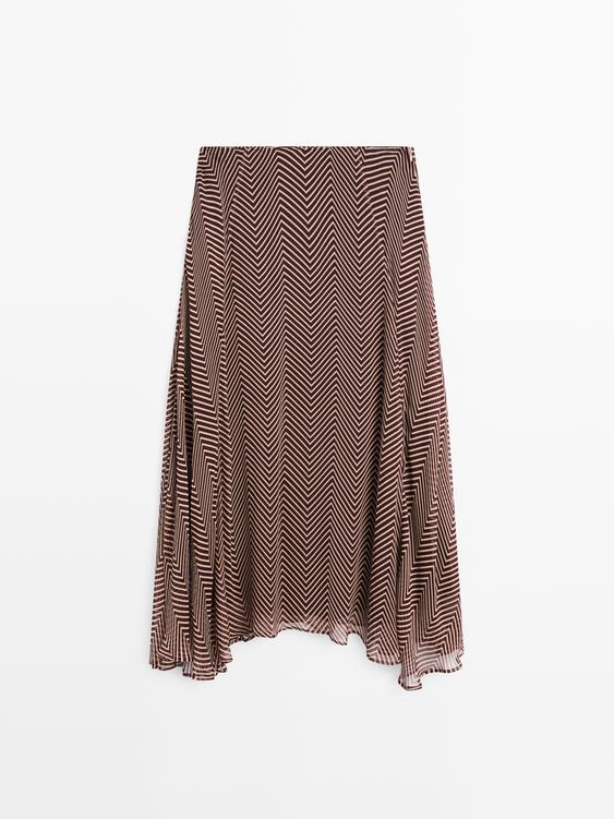Geometric print flared midi skirt