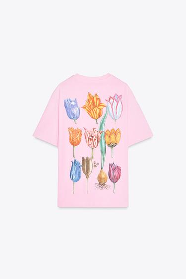 Zara EMANUEL SWEERT FLORAL PRINT T-SHIRT - Pink