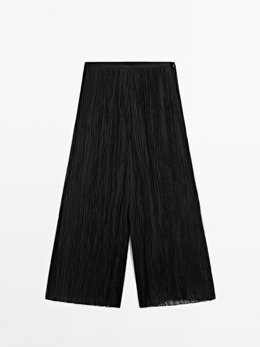 Zara Pleated wide-leg trousers - Black