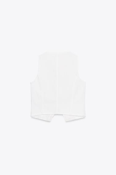 GILET Z1975 EN JEAN À BOUCLES - Blanc de Zara - Image 4