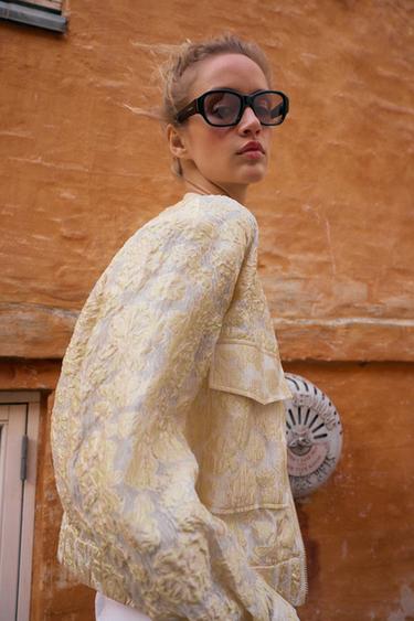 BOMBER JACQUARD - Jaune clair de Zara - Image 5