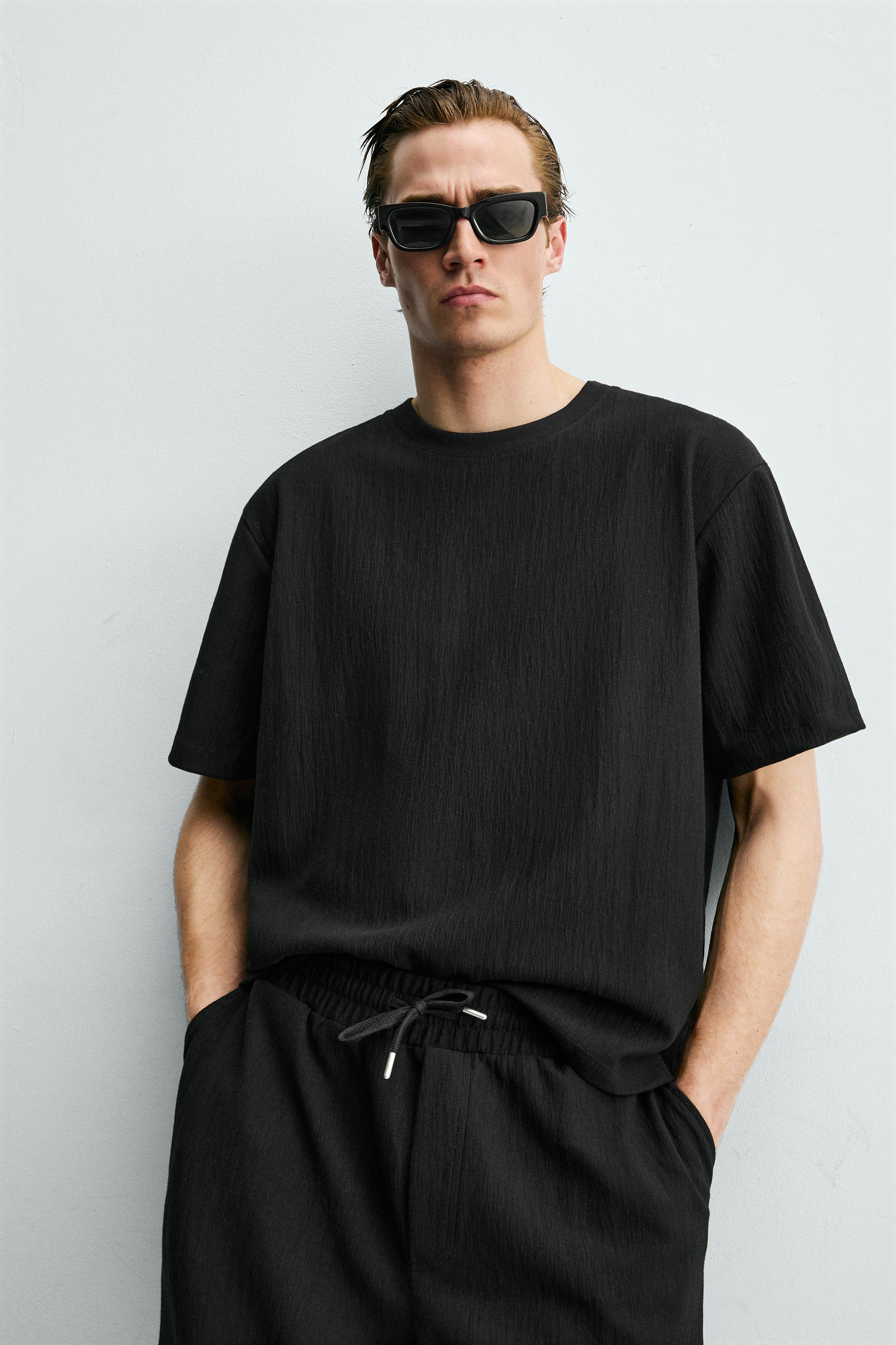 Мужские футболки Zara RELAXED FIT TEXTURED T-SHIRT — фото 6