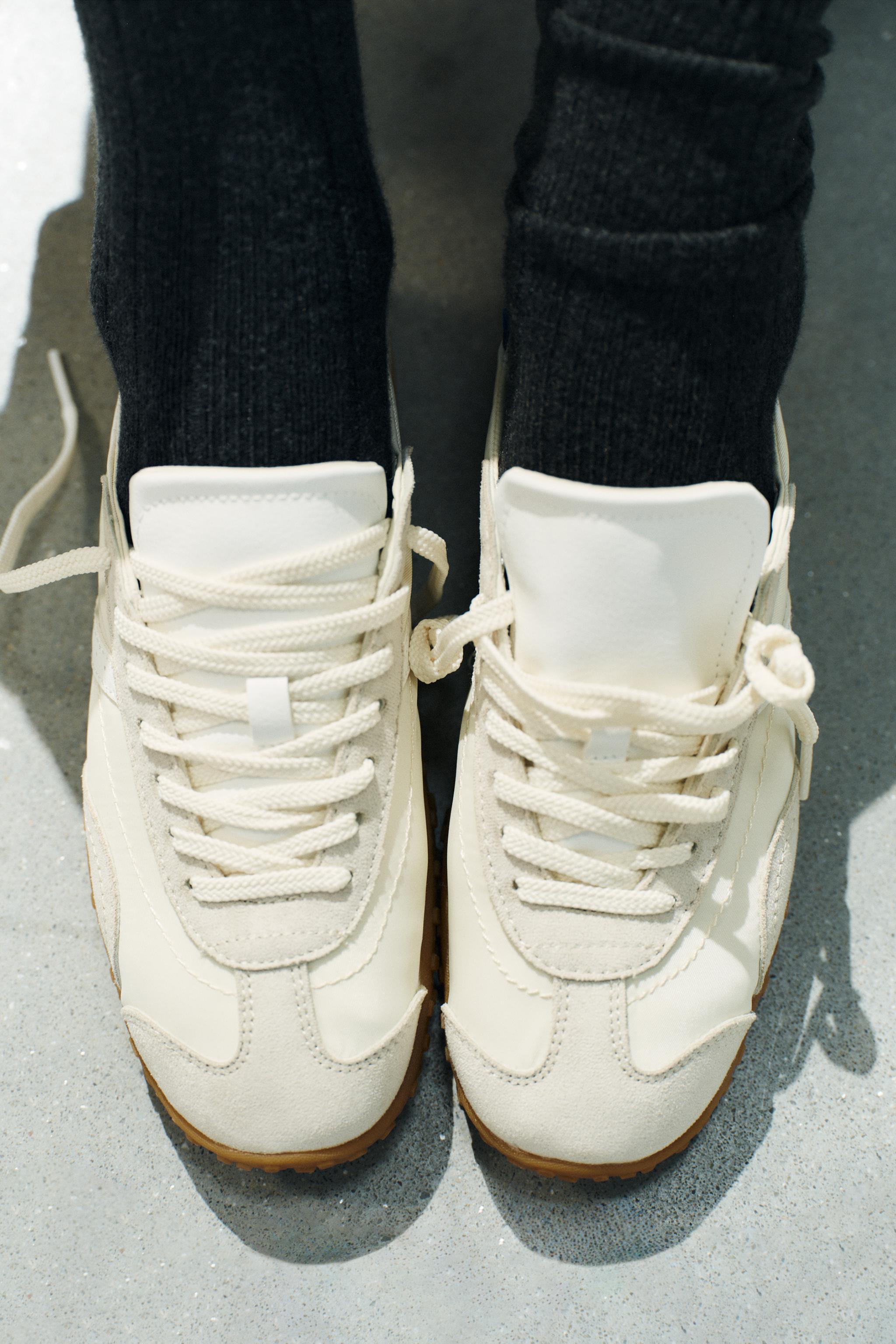 Женские кроссовки Zara CONTRAST HEEL BLUCHER SNEAKERS — фото 2
