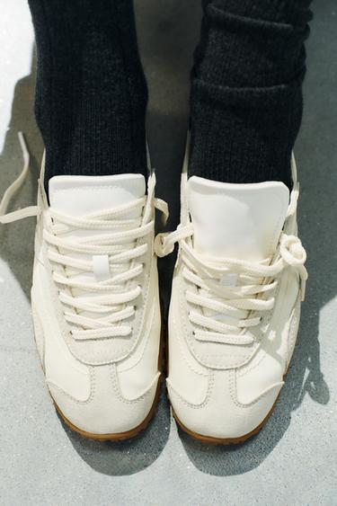 BLUCHER TRAINERS WITH HEEL DETAIL - Ecru White by Zara