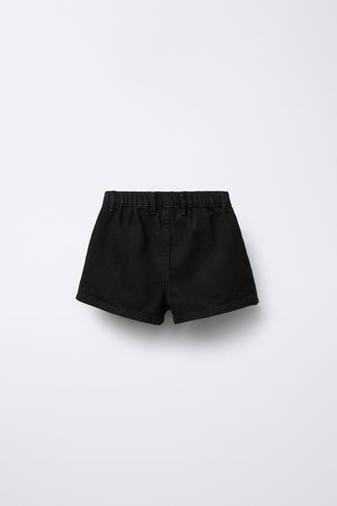 EMBROIDERED DENIM BERMUDA SHORTS - Black by Zara - Image 1