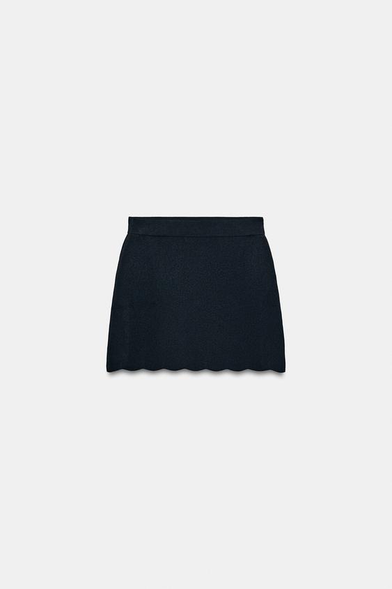 MINI JUPE EN MAILLE À ONDULATIONS - Bleu marine de Zara - Image 7