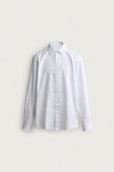 CAMISA SLIM FIT COM ESTRUTURA - Branco da Zara - Imagem 0