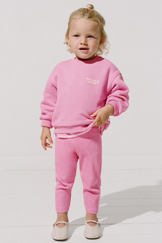 Детские комплекты Zara Text Sweatshirt and Legging Jogging Set, цвет: Розовый