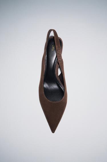 KITTENHEEL-SLINGBACK AUS WILDLEDER - Schokoladenbraun von Zara