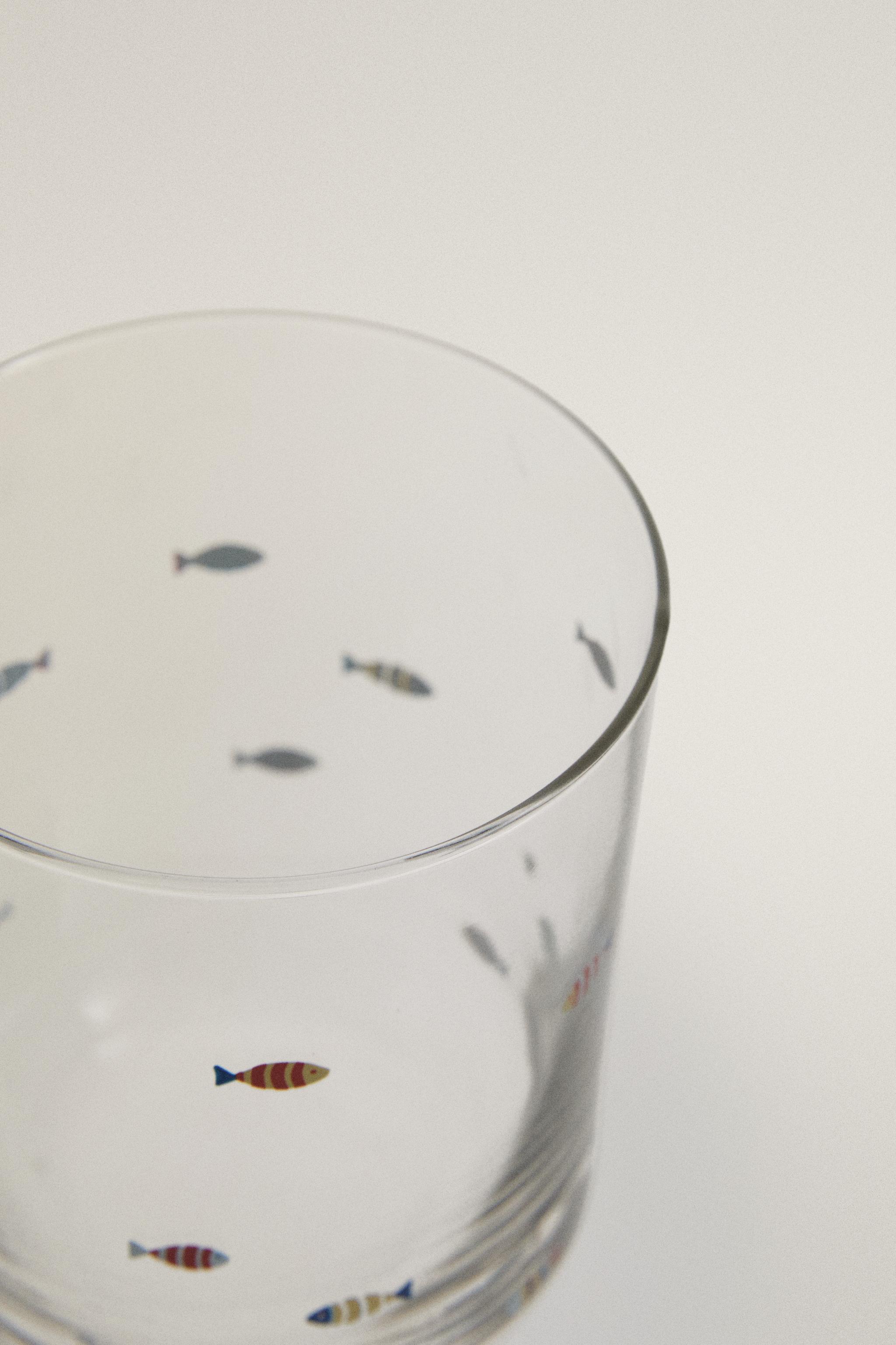 VERRE EN VERRE MOTIF POISSONS