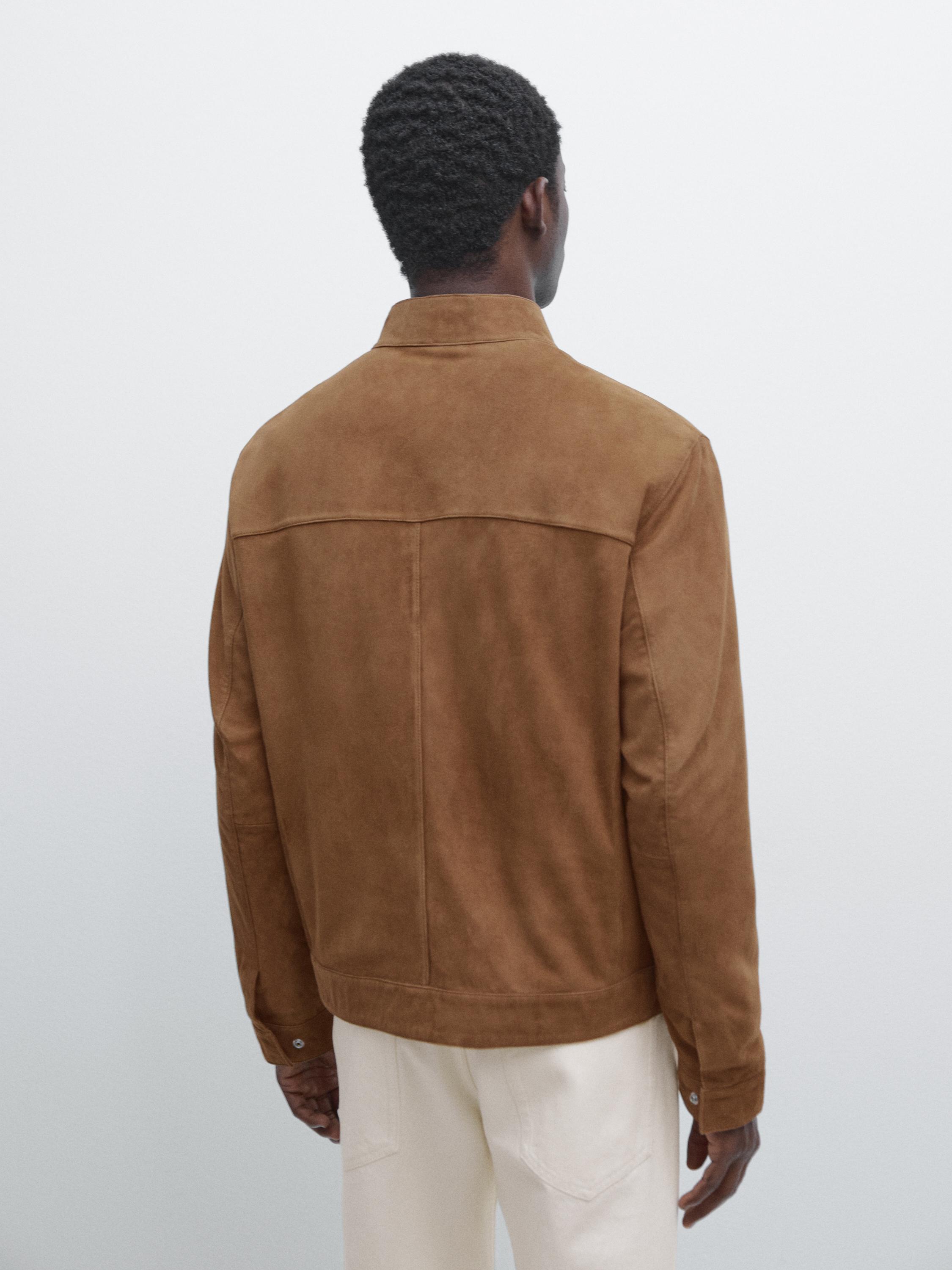 Blouson en cuir effet daim