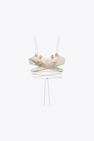 TOP CROP CRUZADO FLORES - Crudo de Zara