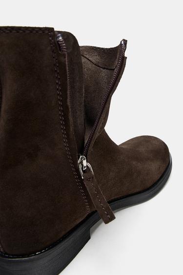 BOTTINES PLATES EN DAIM - Marron de Zara - Image 6
