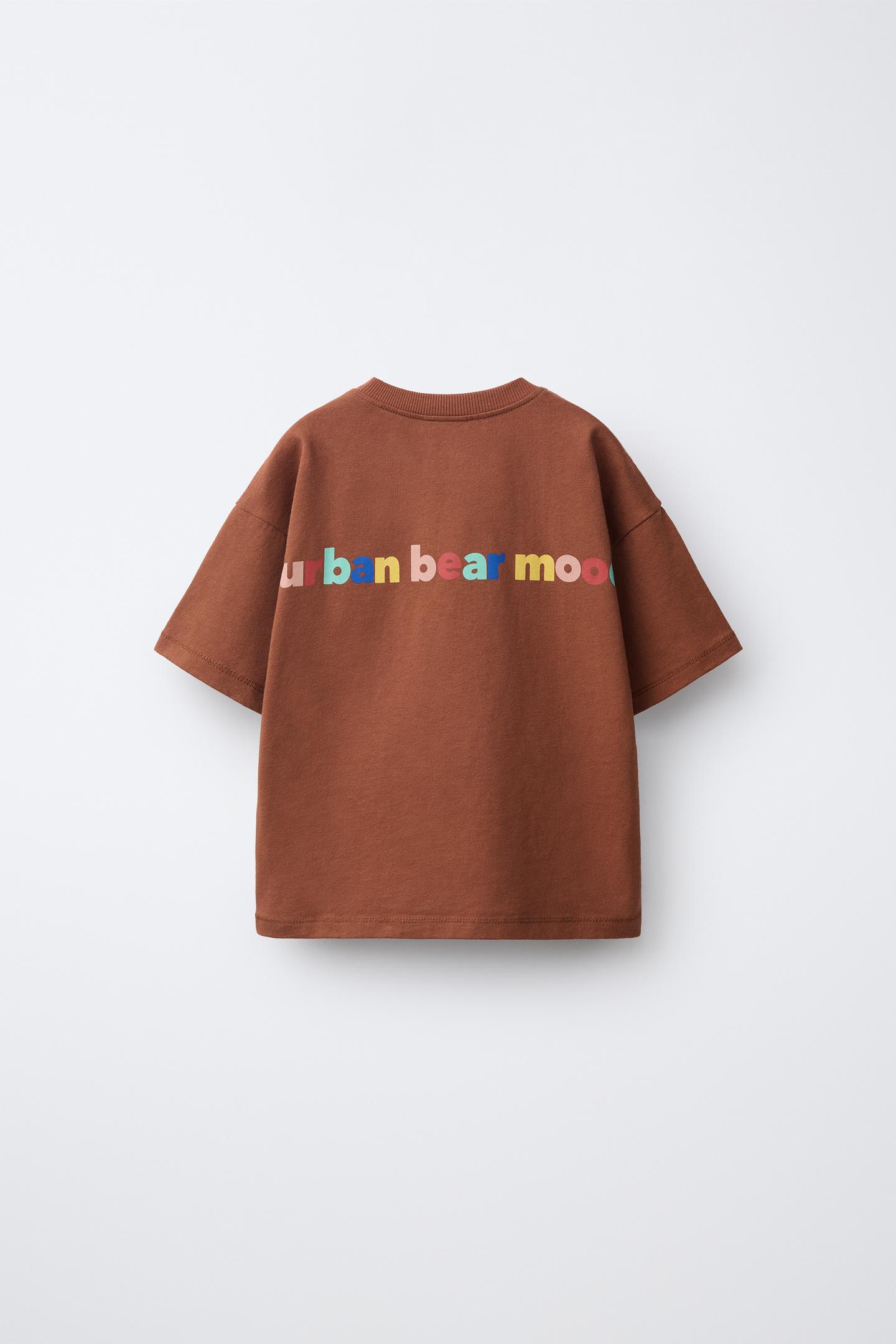 Детская футболка Zara Bear Print, цвет: Коричневый — фото 2