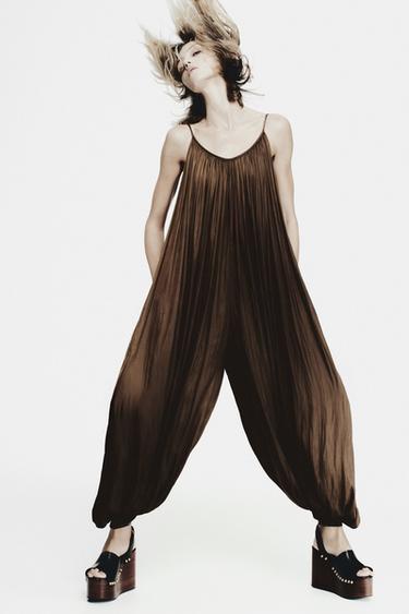 ZW COLLECTION PLEATED JUMPSUIT - Tobacco by Zara