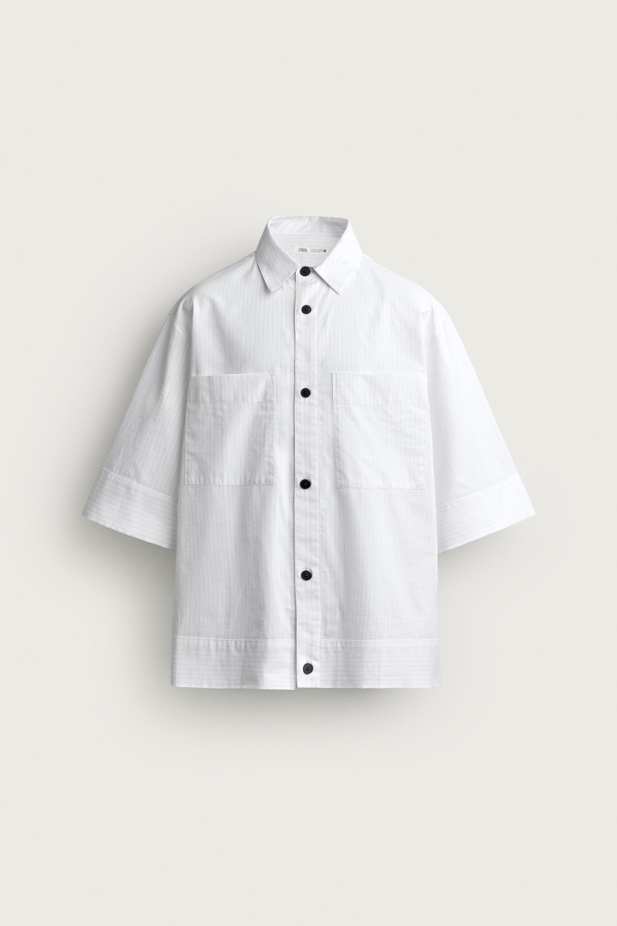 STRIPED BOXY FIT SHIRT — White
