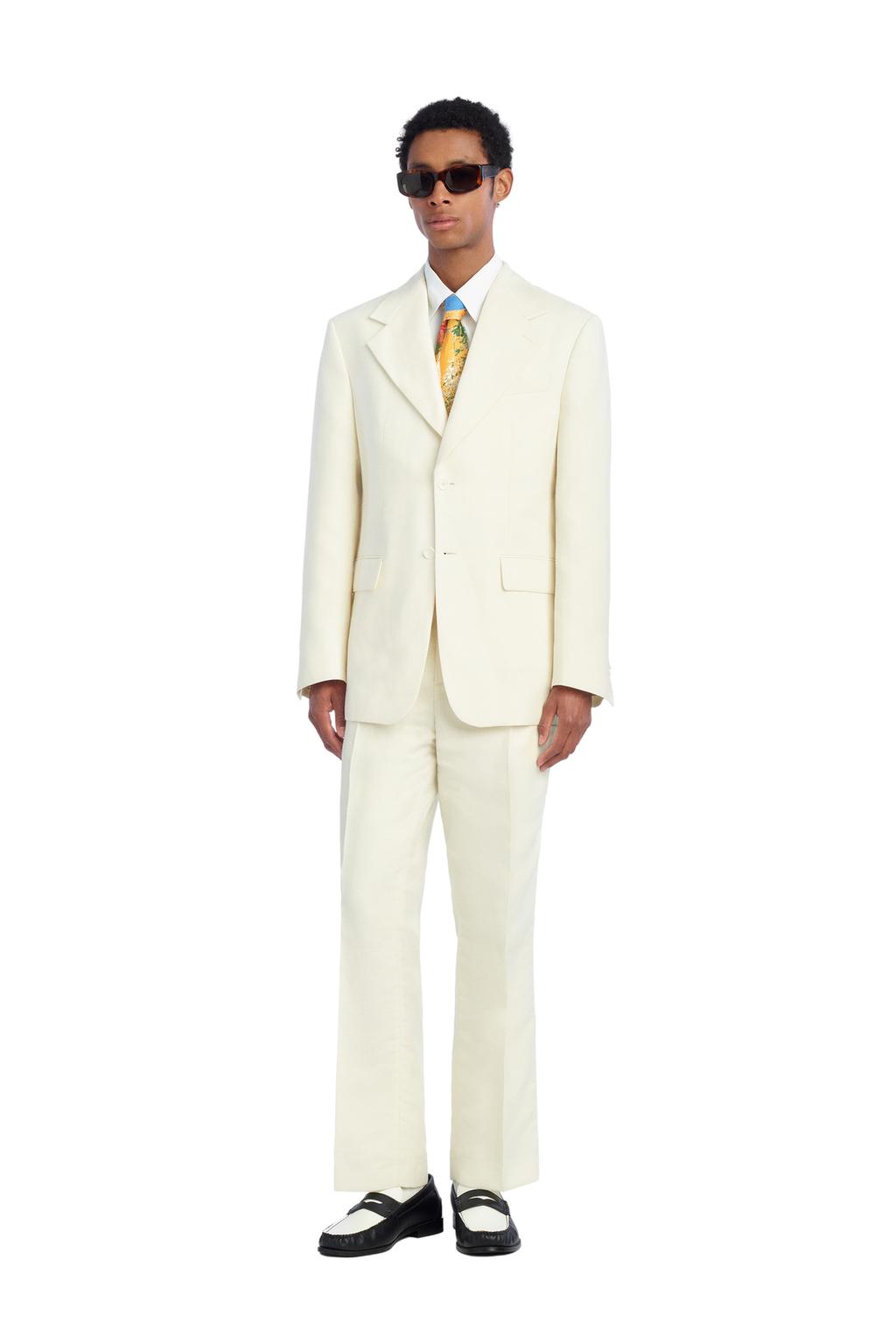 OVERSIZE HERRINGBONE LINEN WOOL SUIT BLAZER