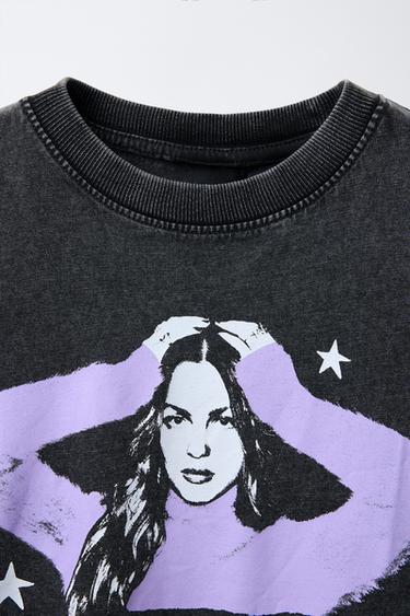 OLIVIA RODRIGO ™ WASHED-EFFECT T-SHIRT - Dark anthracite by Zara - Image 2